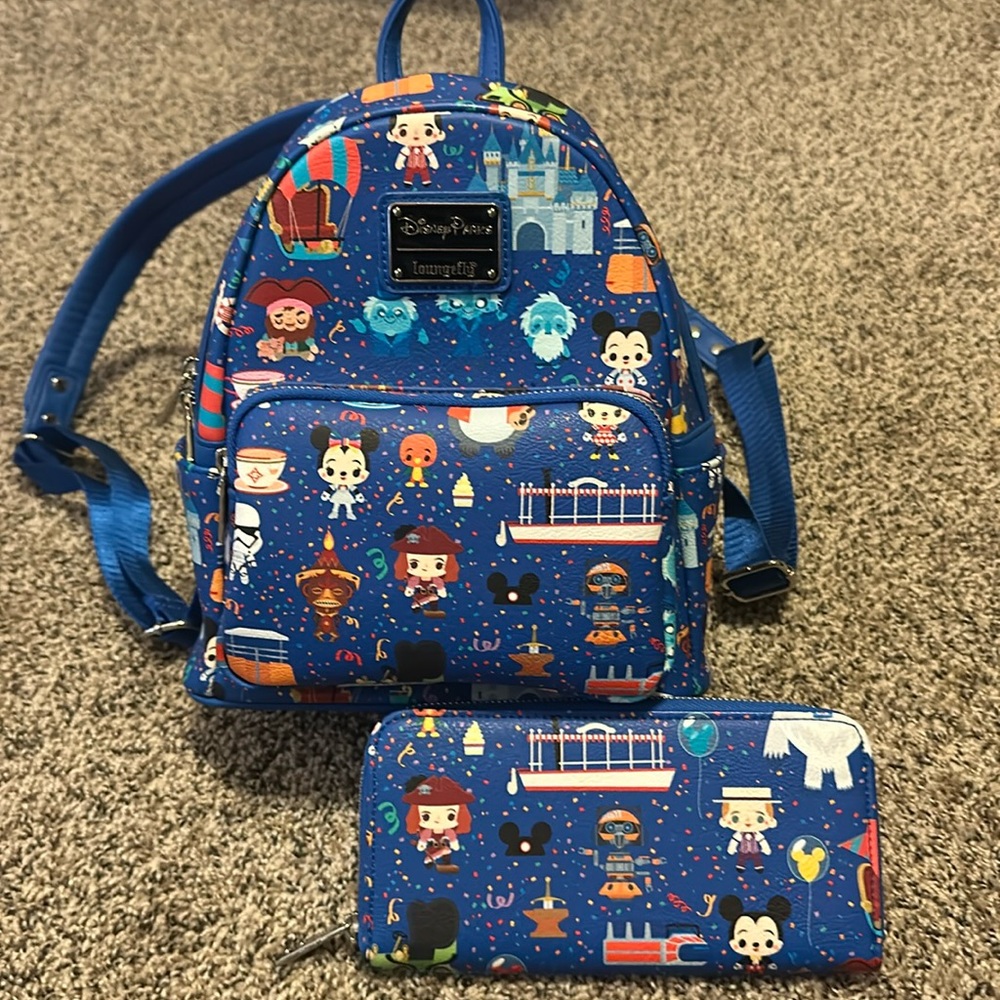Loungefly Disney World Chibi Backpack and Wallet